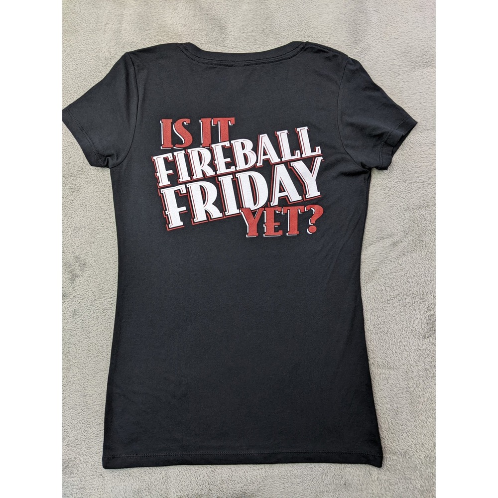 Ideal T Next Level Fireball Whisky Friday‎ Womens Black Graphic Tee Shirt S